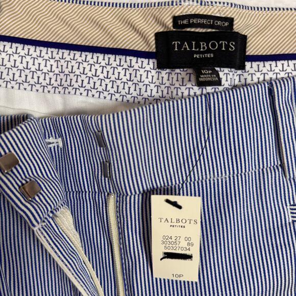 Talbots Womens The Perfect Crop Pants Blue Pinstripe Cotton Blend Petite 10P - Picture 4 of 10